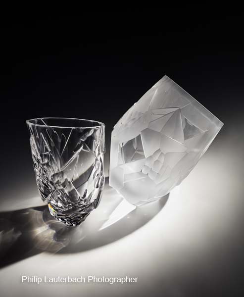 A series of still life table top pieces from fine art glass makers
