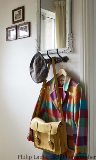 Hallway detail mirror hooks bag coat